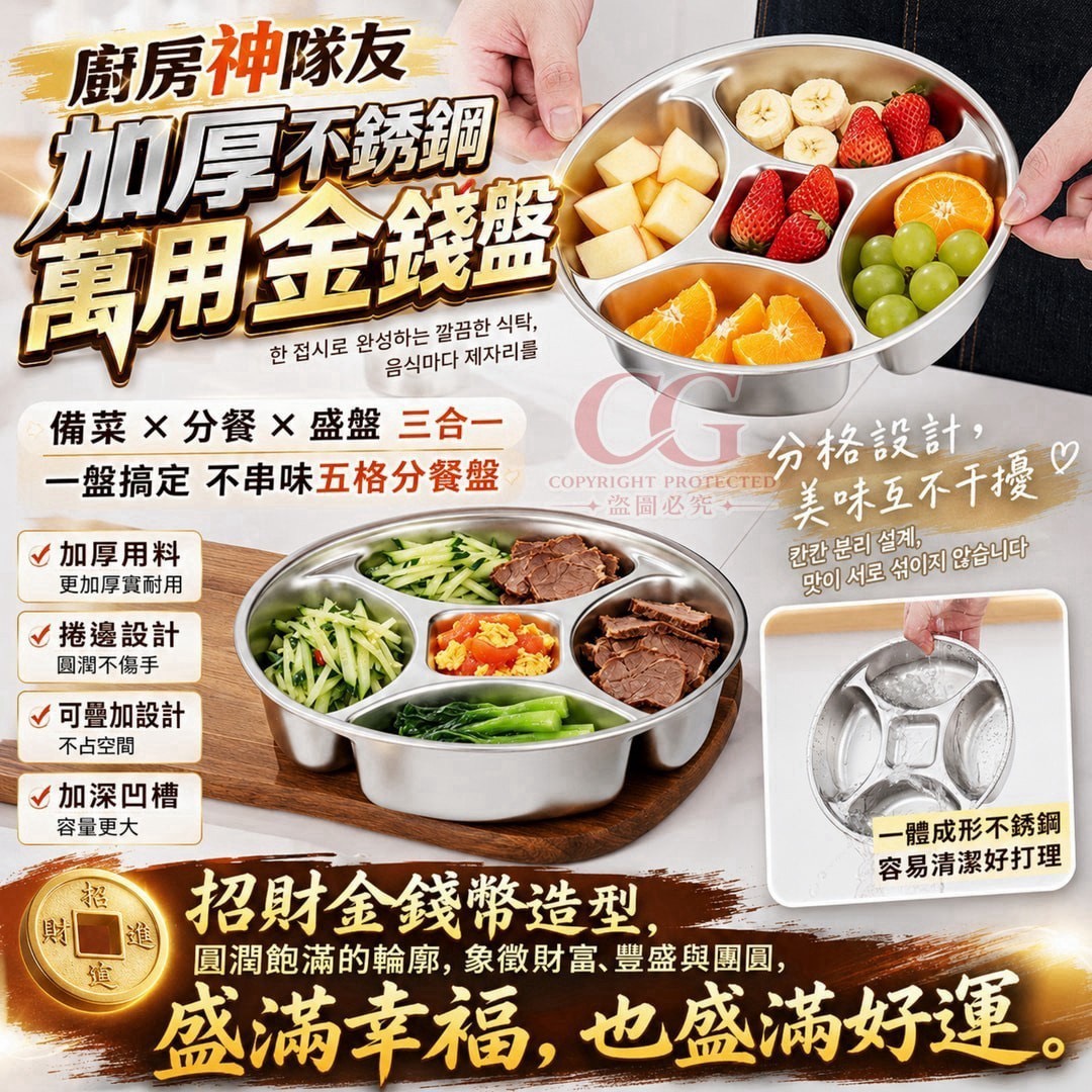 P-加厚不鏽鋼 萬用金錢盤 (買一送一)